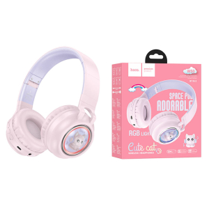 Audífonos Inalámbricos Infantil HOCO W50 Rosado (Luces RGB)