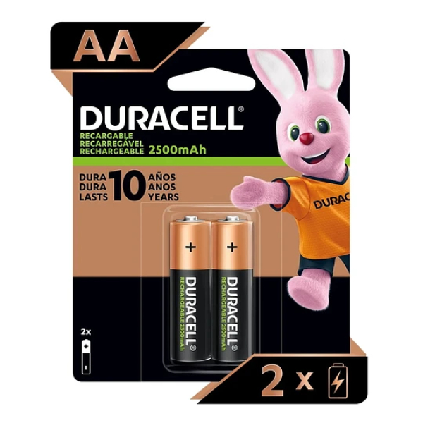 Pila Recargable Duracell AA 2500mAh Pack x2 Unds.