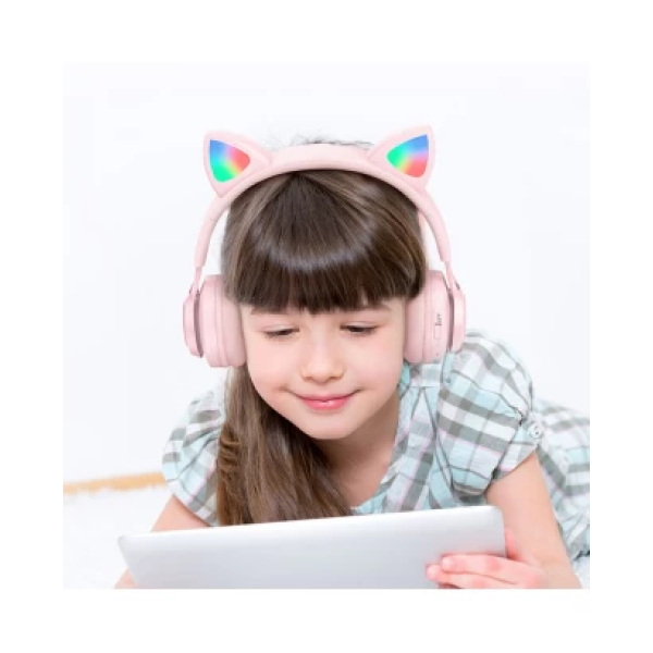 Audífonos Bluetooth HOCO CatEar W39 Rosado - Imagen 3