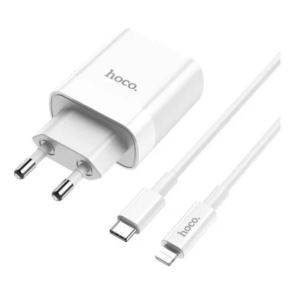 Cargador Hoco C80A 20W (Tipo C + USB A) + Cable Lightning iPhone - Imagen 3
