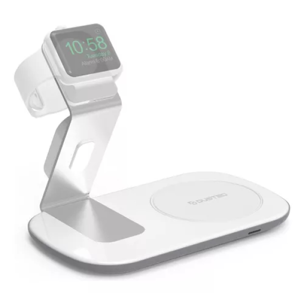 Base Carga QI Dusted 2x1 Blanca (Iphone + Apple Watch) - Imagen 2