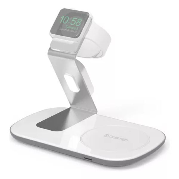 Base Carga QI Dusted 2x1 Blanca (Iphone + Apple Watch)