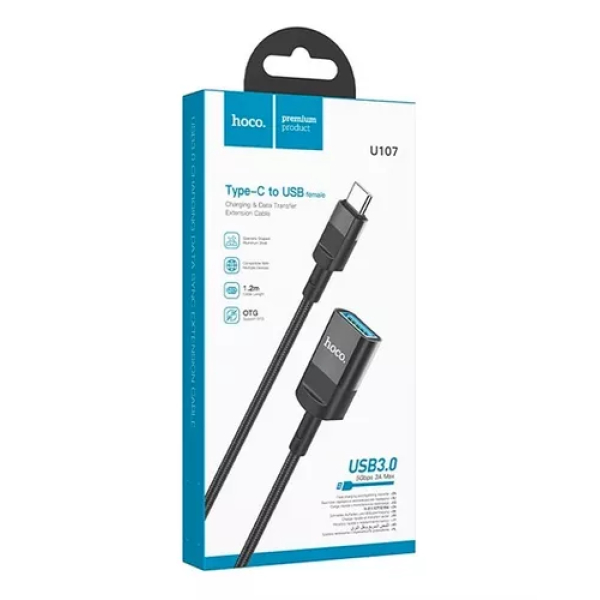 Cable Extension HOCO U107 1.2 mt. USB-C M - USB-A H - Imagen 2