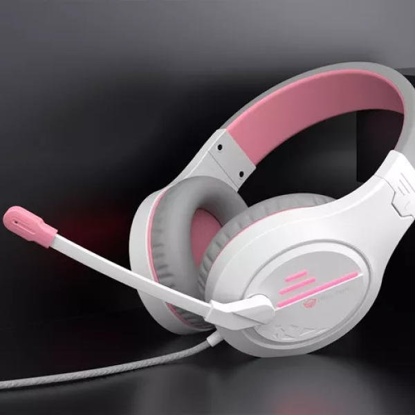 Audífono Gamer Meetion MT-HP021 Blanco Con Rosa - Imagen 3