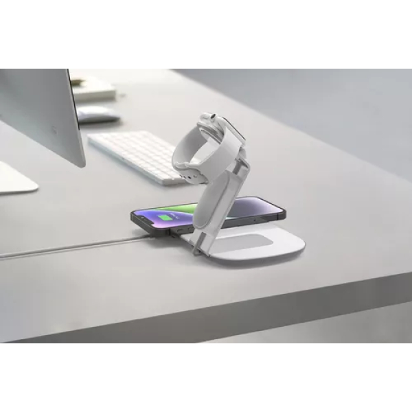 Base Carga QI Dusted 2x1 Blanca (Iphone + Apple Watch) - Imagen 4