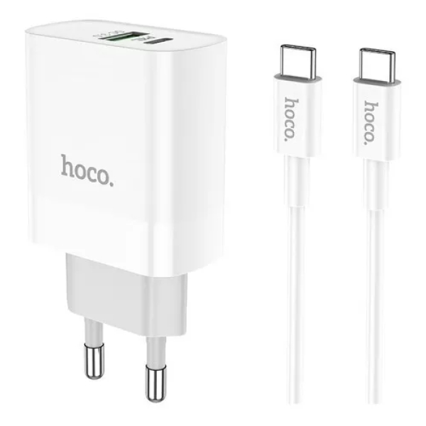 Cargador Hoco C80A 20W (Tipo C + USB A) + Cable C-C 60W - Imagen 2
