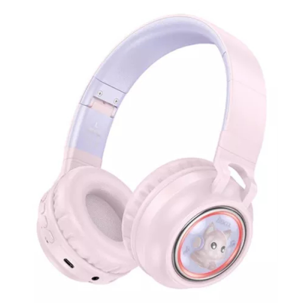 Audífonos Inalámbricos Infantil HOCO W50 Rosado (Luces RGB) - Imagen 4
