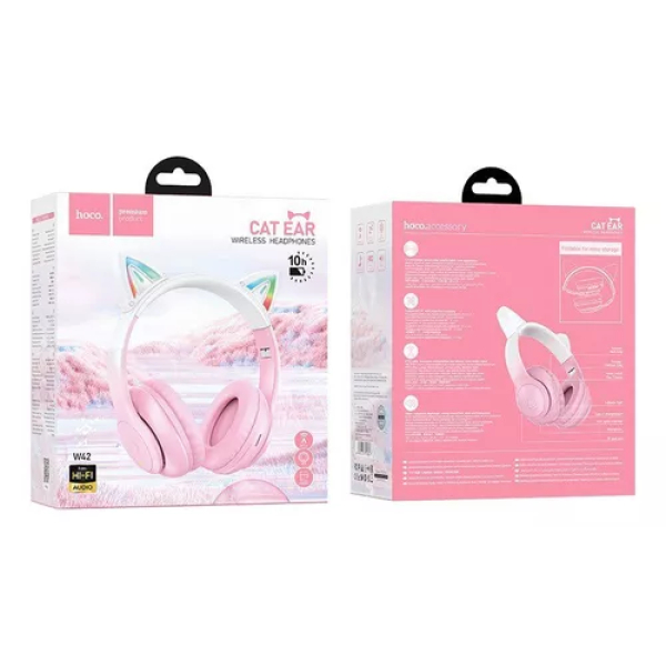 Audífonos Inalámbricos Hoco W42 Cat Ear Rosado - Imagen 2