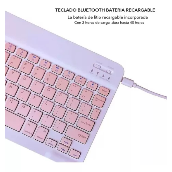 Teclado Bluetooth P/Tablet/Smartphone OEM Rosa - Imagen 2