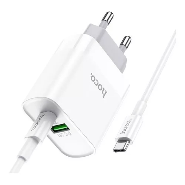 Cargador Hoco C80A 20W (Tipo C + USB A) + Cable C-C 60W - Imagen 3