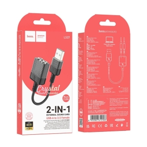 Adaptador HOCO LS37 Jack 3.5 x2 - USB A (Tarjeta de Sonido USB)