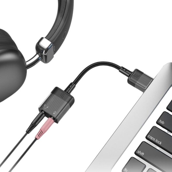 Adaptador HOCO LS37 Jack 3.5 x2 - USB A (Tarjeta de Sonido USB) - Imagen 3