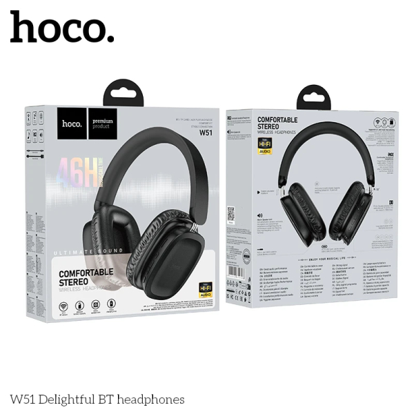Audífonos Inalámbricos HOCO W51 Negro 46Hrs.