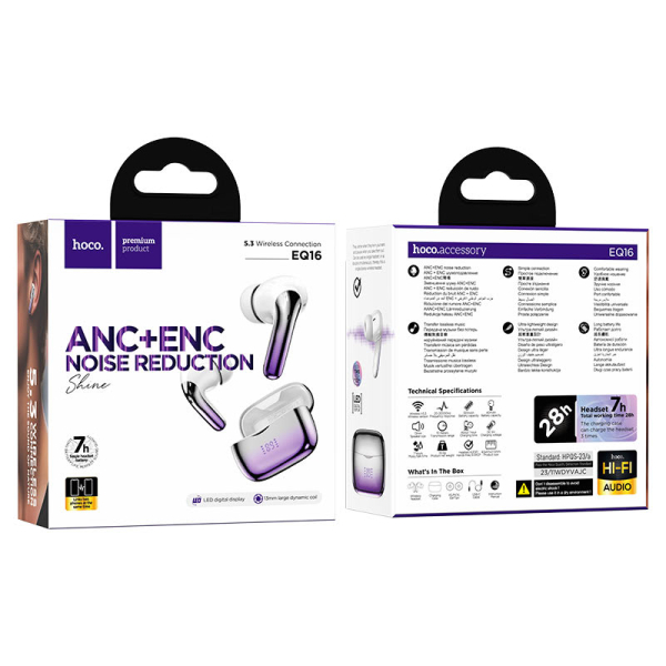 Audífonos Inalámbricos HOCO EQ16 ANC Morado - Imagen 2