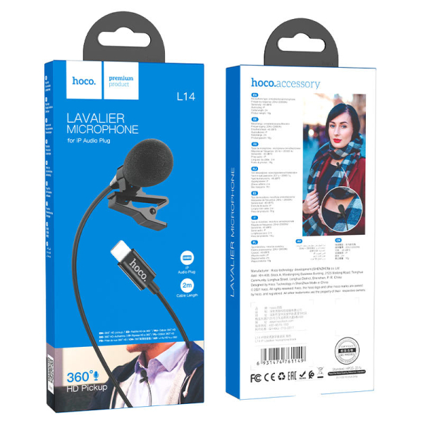 Microfono Solapa Lavalier Lightning Hoco L14 - Imagen 2