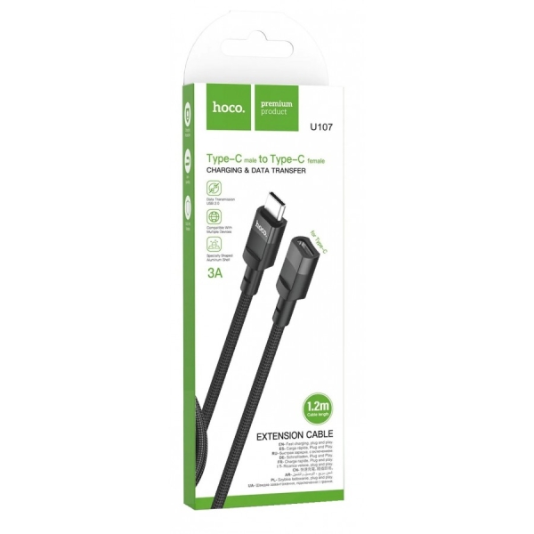Cable Extension HOCO UA107 1.2mt. USB-C M a USB-C H - Imagen 2