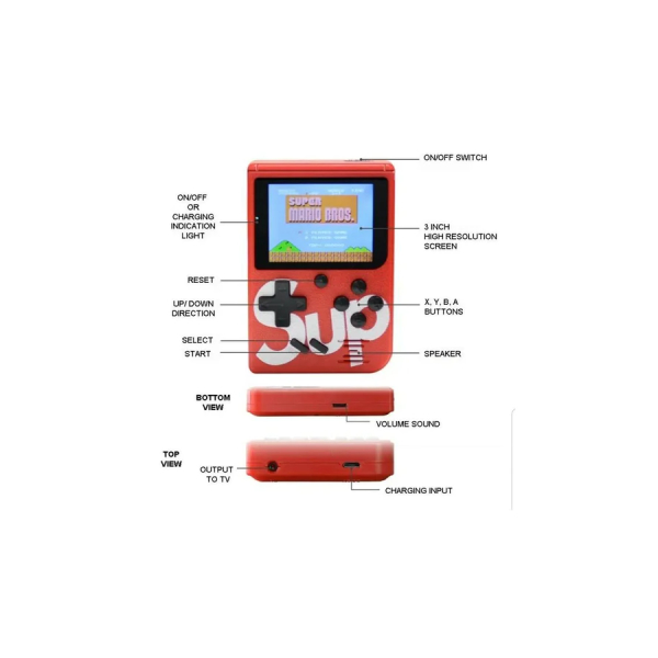 Mini consola sup Roja portátil retro 400 juegos con Joystick - Imagen 3