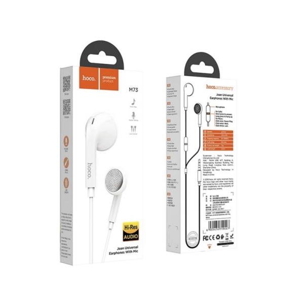 Audífono Hoco M73 C/Mic 3.5" Jack Blanco