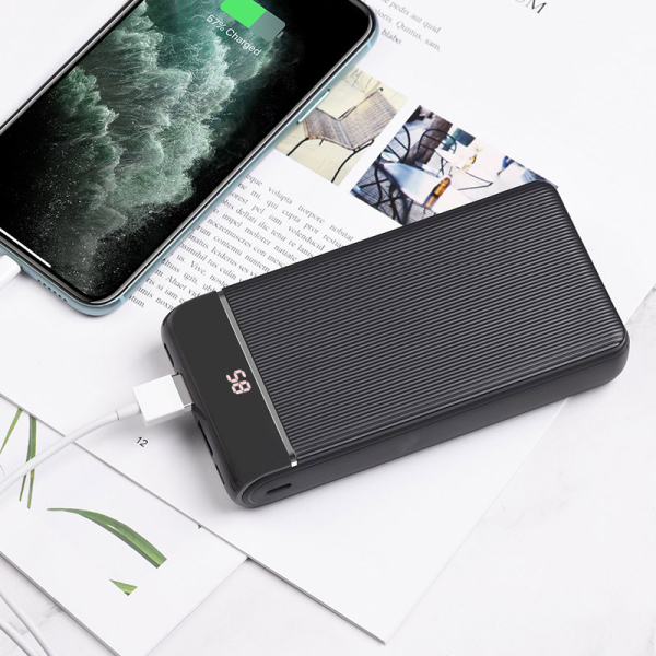 Power Bank 20000mAh Hoco J59A Negra (2 Output USB /3 Input) Ind. LED - Imagen 4