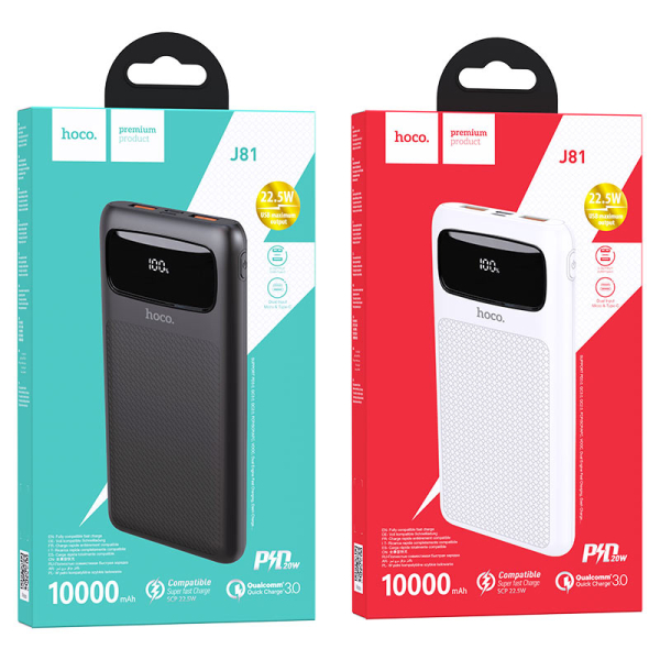 Power Bank 10000mAh Hoco J81 Carga Rápida Negro - Imagen 2