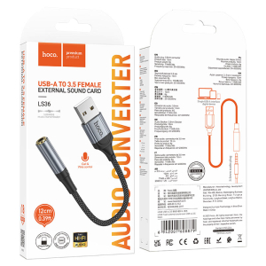 Adaptador HOCO LS36 Jack 3.5 - USB A (Tarjeta de Sonido USB)