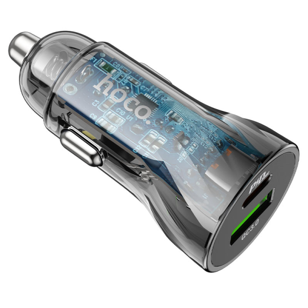 Cargador Vehículo HOCO Z47A 30W QC3.0 + PD C/Cable Lightning - Imagen 2