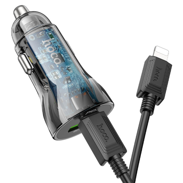 Cargador Vehículo HOCO Z47A 30W QC3.0 + PD C/Cable Lightning - Imagen 3