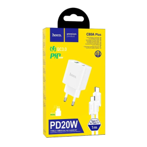 Cargador Hoco C80A 20W (Tipo C + USB A) + Cable C-C 60W