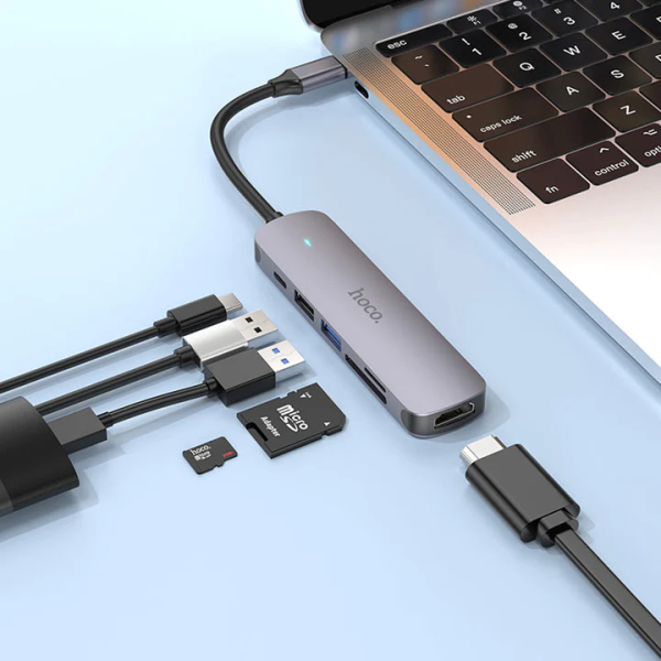 Adaptador HOCO HB28 Tipo C 6x1 60W - Imagen 5