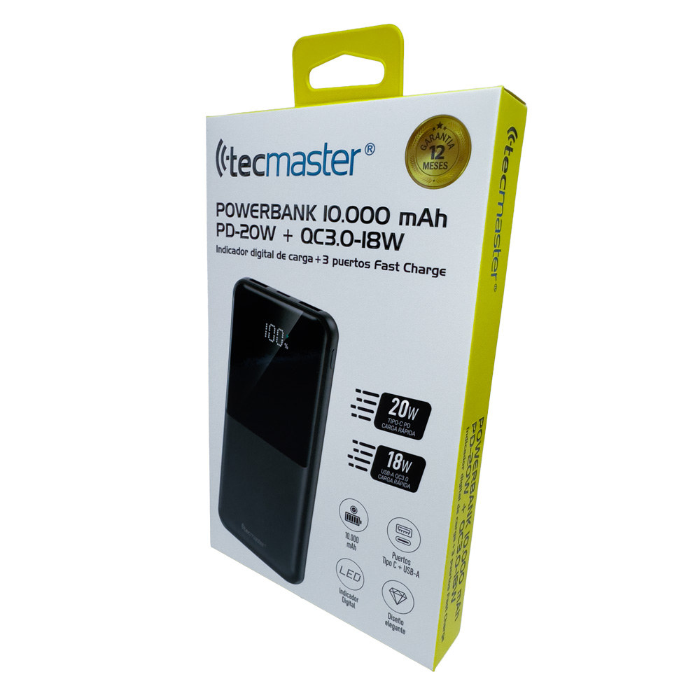 Power Bank TECMASTER 10000mAh QC3.0 + PD